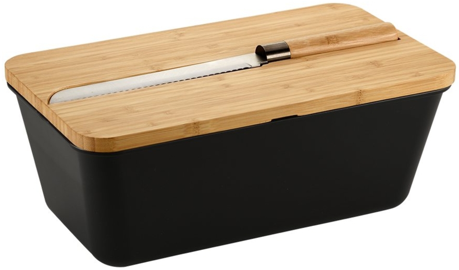 KESPER 58481 Brotbox schwarz mit Schneidebrett und Messer Bild 1