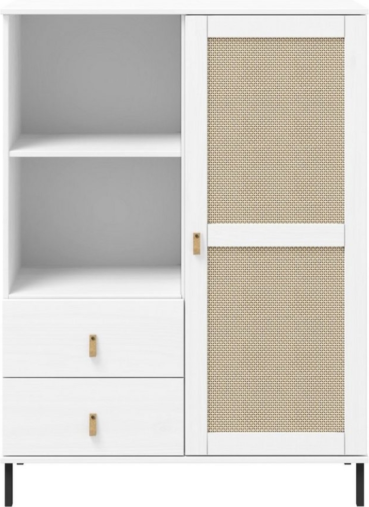 Woodroom Highboard Moderner Schrank Valencia, Wohnzimmerschrank aus Kiefer,schwarz,100x136x40cm Bild 1