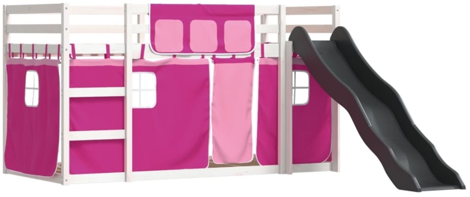 vidaXL Etagenbett mit Rutsche und Gardinen Rosa 90x200 cm 3284112 Bild 1
