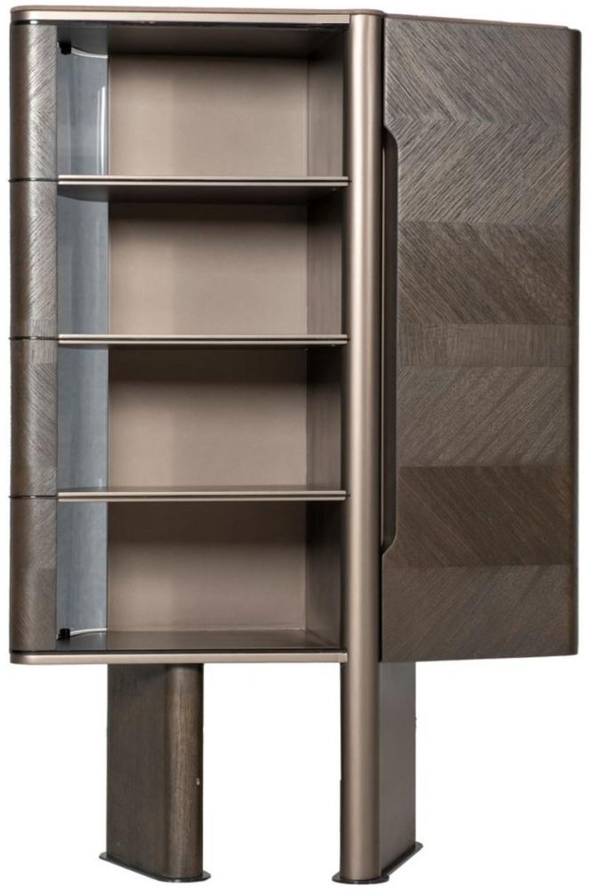 Casa Padrino Luxus Vitrine Dunkelbraun / Bronze 105,95 x 48,15 x H. 170 cm - Vitrinenschrank mit Tür - Hotel Möbel - Luxus Möbel - Luxus Kollektion Bild 1