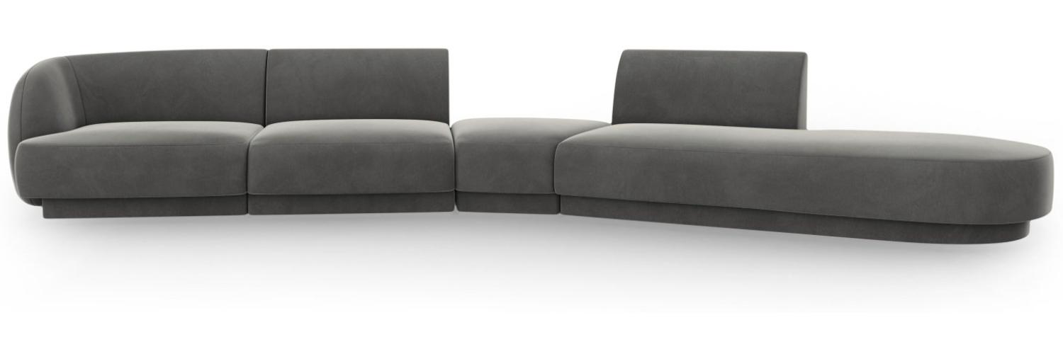 Micadoni Modulares Sofa Miley 5-Sitzer Rechts Samtstoff Hellgrau Bild 1