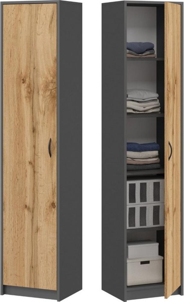 Home Collective Aktenschrank Bücherregal Kleiderschrank Regal 40cm breit 180cm hoch Schrank (Regal Wand schmal Holz für Schlafzimmer Flur Keller Büro) Mehrzweckschrank mit 4 verstellbaren Einlegeböden Anthrazit-Eiche Bild 1