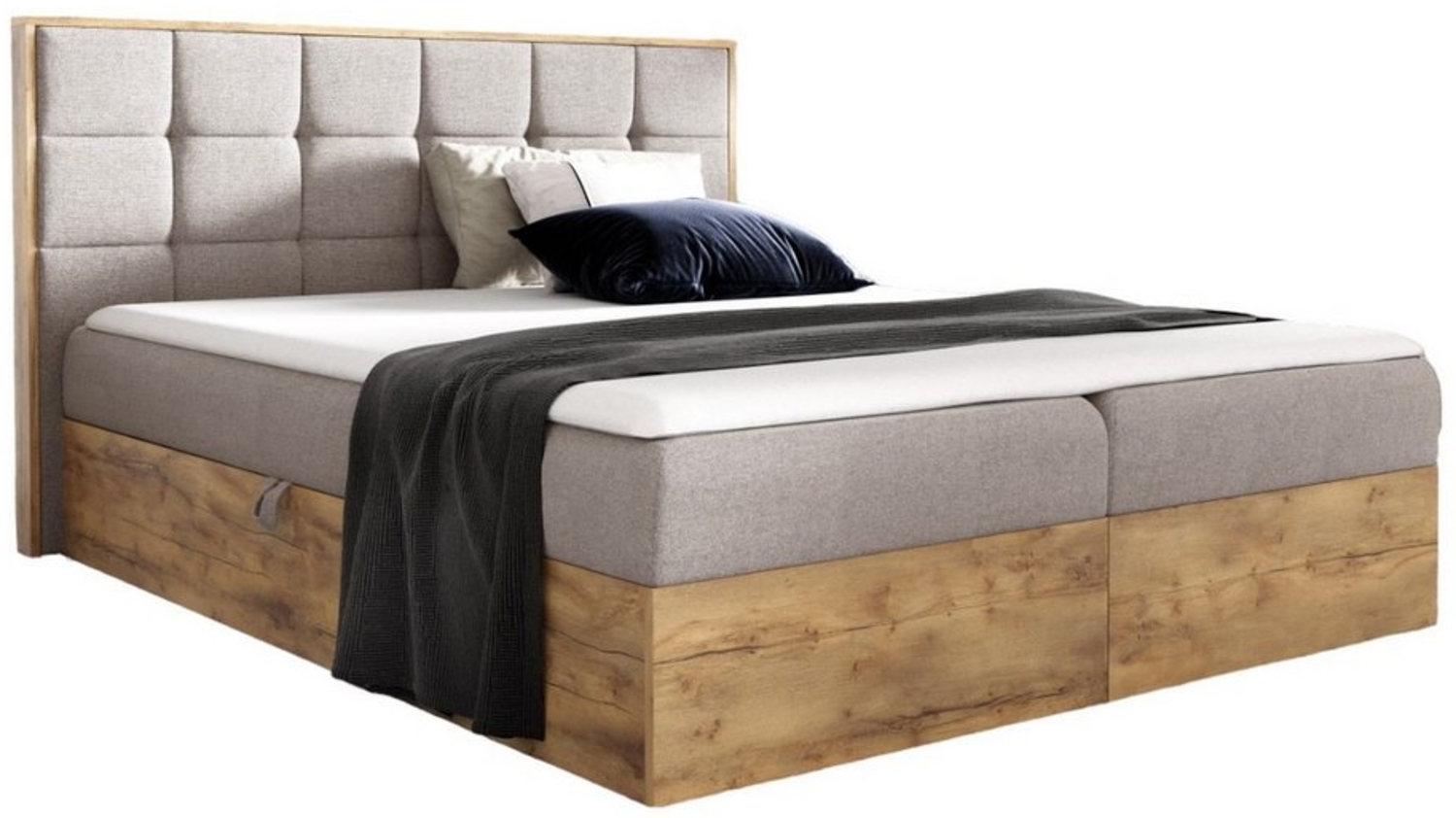 AN-MOEBEL4U Boxspringbett Schlafzimmerbett BIZON IN STOFF FARO (120/140/160/180 cm), mit Bettkästen, Kaltschaumtopper, Bonellfederkern-Matratze H3-mittel Bild 1