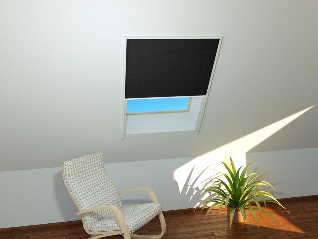 Sonnenschutz-Dachfenster-Plissee 110x160 cm in Braun - Plissee in schwarz Bild 1