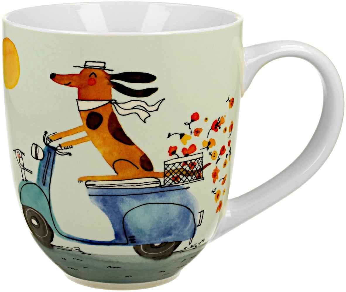 DUO Dogs World JUMBO XXL Becher 1000 ml DOG ON A SCOOTER, New Bone China Porzellan Bild 1