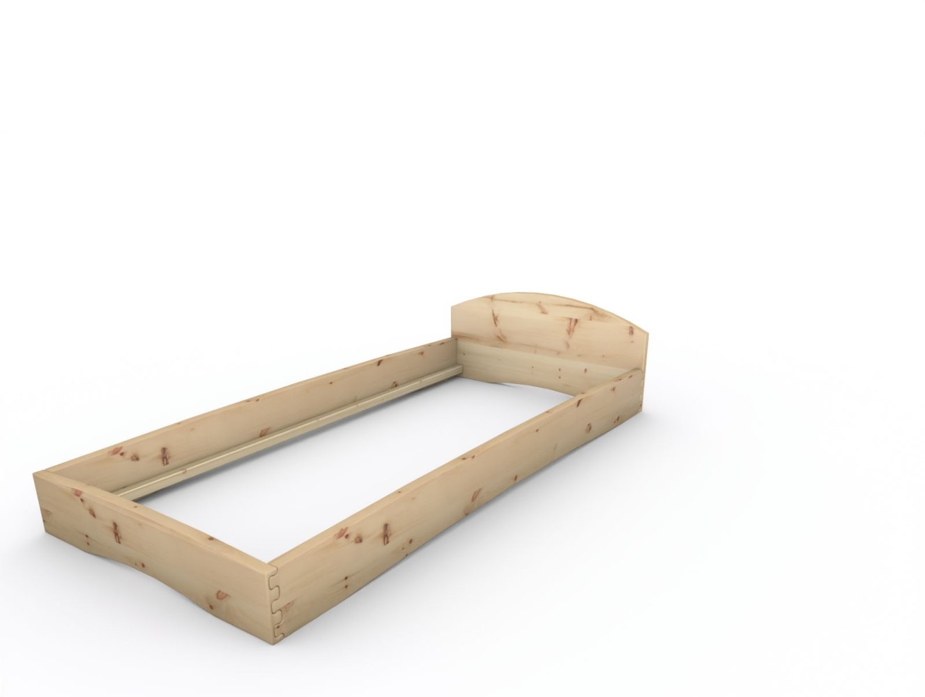 Zirbenbett Massivholzbett "Rosi" metallfrei 100 x 220 cm 20 cm mit Kopfteil Bild 1