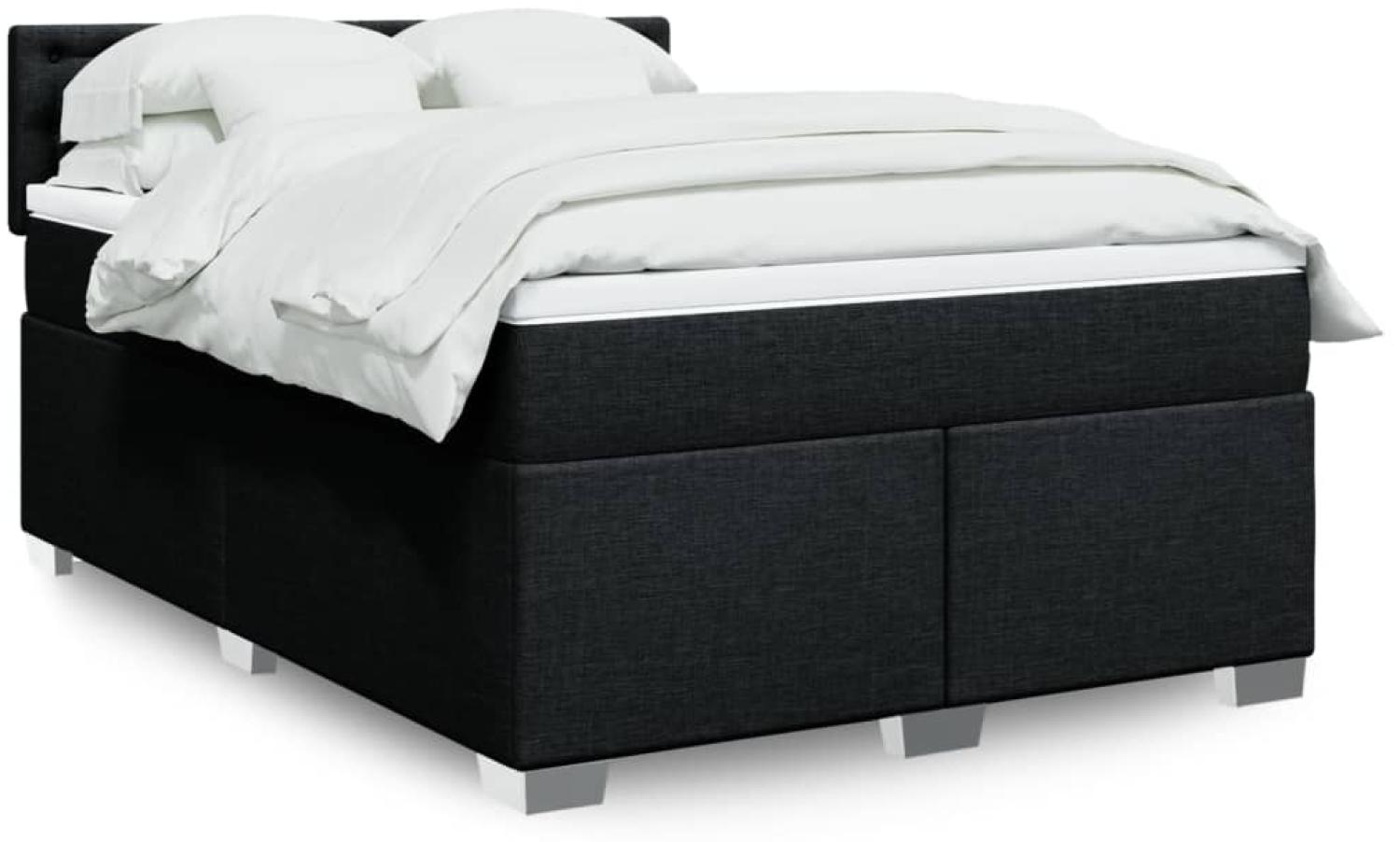 vidaXL Boxspringbett mit Matratze Schwarz 140x190 cm Stoff 3285899 Bild 1