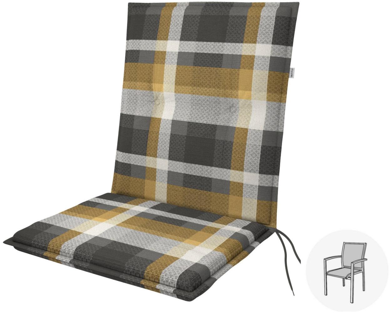 Doppler Sitzauflage "Living" Low, gelb kariert, für Niederlehner (100 x 48 x 6 cm) Bild 1