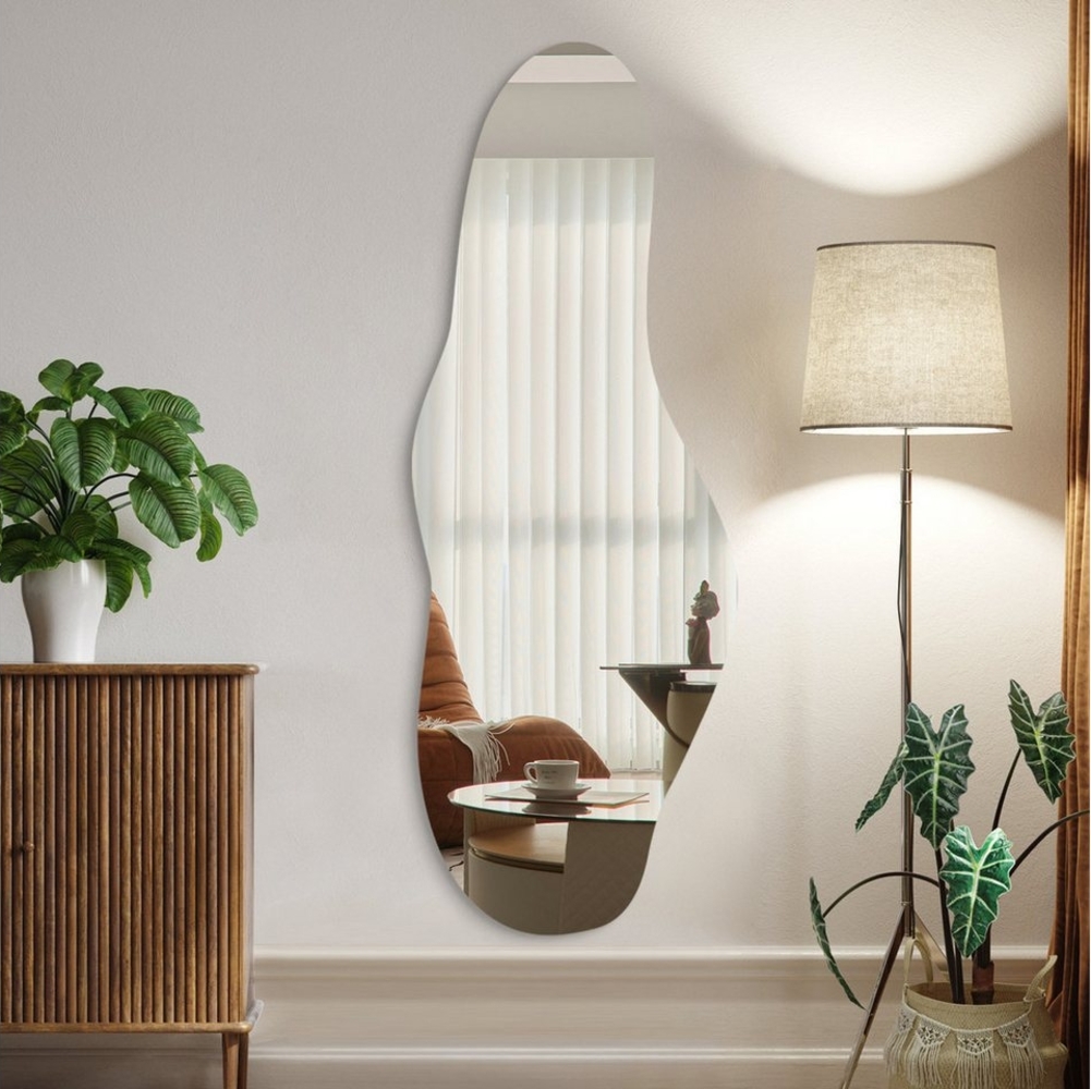 Boromal Spiegel gross Wandspiegel Asymmetrisch Rahmenlos für Wohnzimmer Schlafzimmer (Modern Ganzkörperspiegel Flurspiegel, 165x60cm), 5mm Kupfer- und bleifreier Spiegel mit Splitterschutzfolie Bild 1