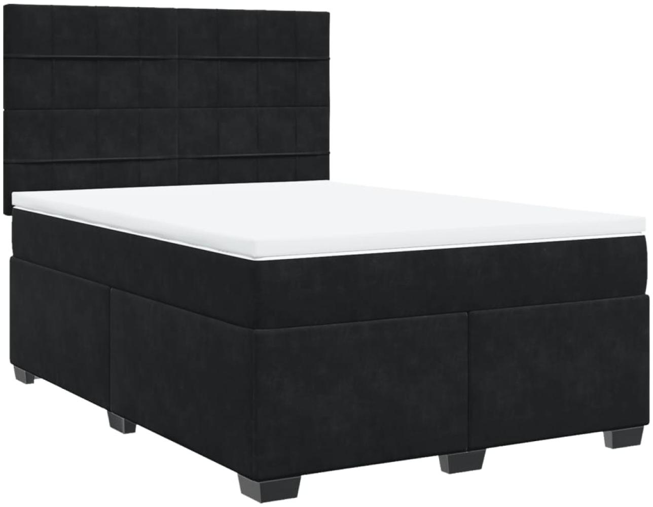 vidaXL Boxspringbett mit Matratze Schwarz 140x200 cm Samt 3290932 Bild 1