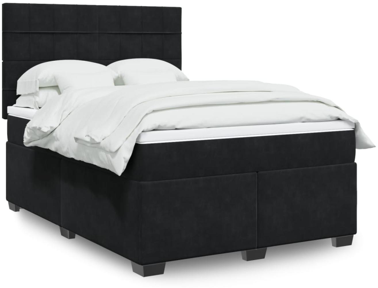 vidaXL Boxspringbett mit Matratze Schwarz 140x200 cm Samt 3290932 Bild 1