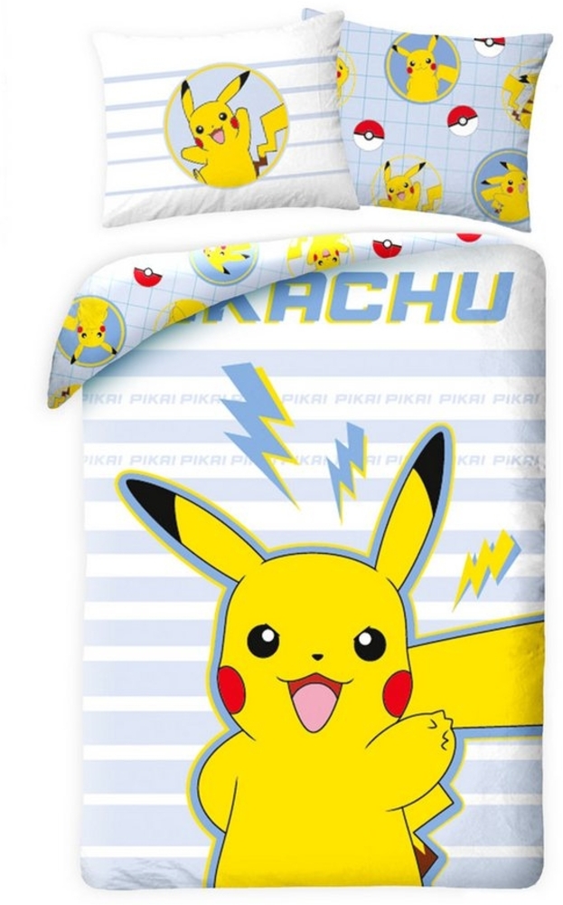 POKÉMON Bettwäsche Pokemon Wende Bettwäsche Set Pikachu Kopfkissen Bettdecke 135/140x200c, Renforcé, 2 teilig, 100% Baumwolle Bild 1