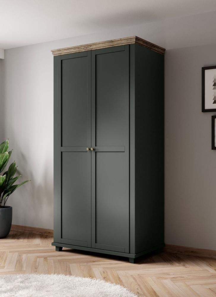 Kleiderschrank "Evora" Drehtürenschrank 108cm grün Eiche Lefkas Bild 1