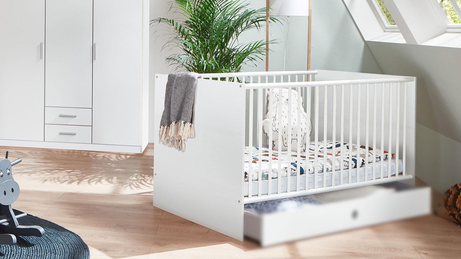 Babybett KIEL Kinderbett weiß mit Schlupfsprossen 70x140, ohne Bettschublade Bild 1