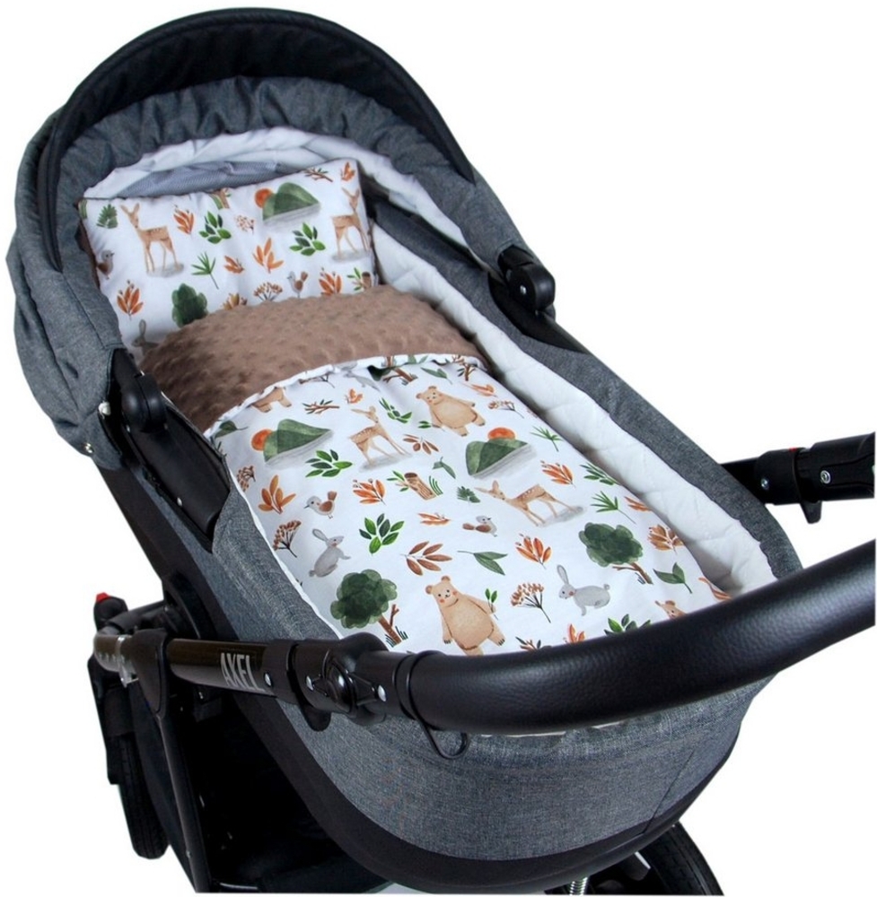 Kinderdecke BABYLUX Babydecke MINKY 2Set Kuscheldecke Decke 75 x 60cm Kinderwagen, BabyLux, MP152 - Braun + Wald Bild 1