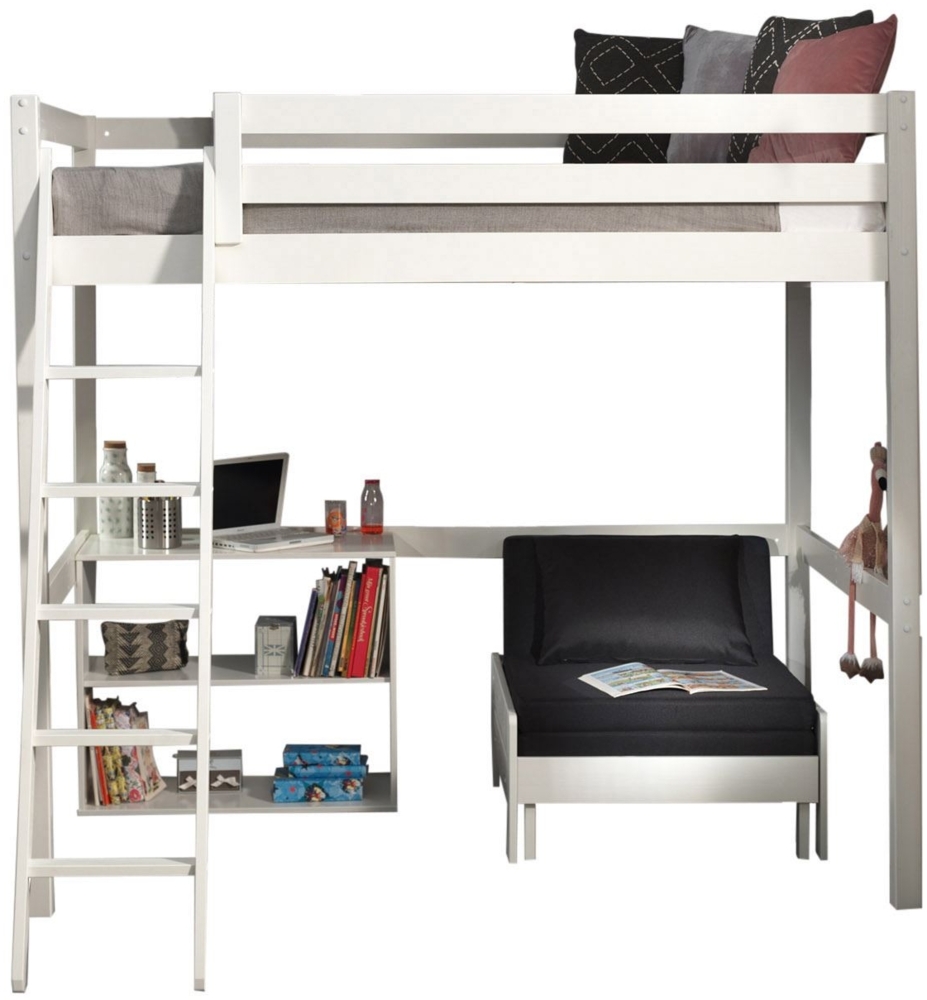 Hochbett Karolina 209x215x190 Kinderbett Massivholz+MDF Weiß Bild 1