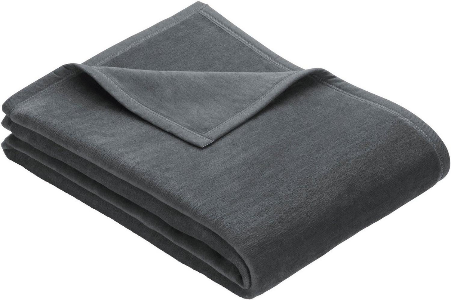 Ibena Porto Decke 150x200 cm – Baumwollmix weich, warm & waschbar, Kuscheldecke grau einfarbig Bild 1