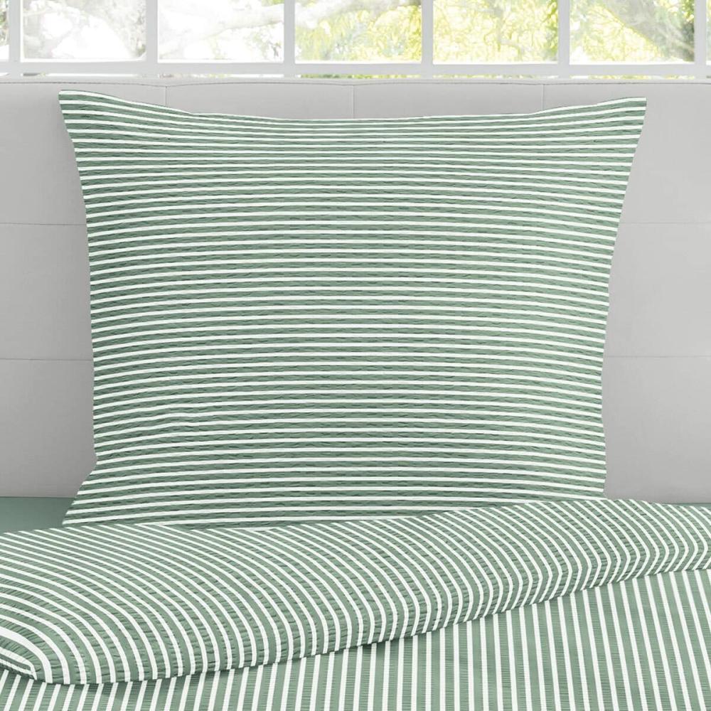 irisette Seersucker Bettwäsche Set Easy 8362 grün 155x200 cm + 1 x 80 x 80 cm Bild 1