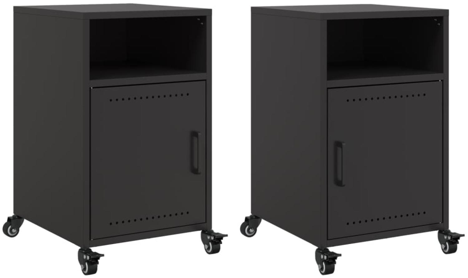 vidaXL Nachttische 2 Stk. Schwarz 36x39x59 cm Stahl 846717 Bild 1
