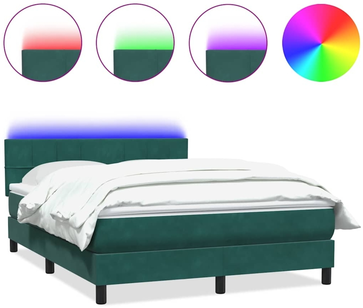 vidaXL Boxspringbett mit Matratze Dunkelgrün 140x210 cm Samt 3316884 Bild 1
