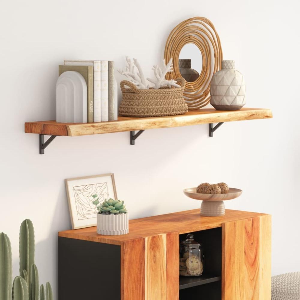 vidaXL Wandregal 110x20x3,8 cm Rechteckig Massivholz Akazie Baumkante 370277 Bild 1