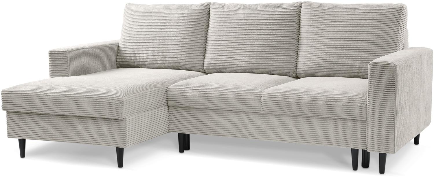 Selsey Nalika - Ecksofa mit Schlaffunktion, Kordsamt-Bezug, hellbeige, linksseitig Bild 1