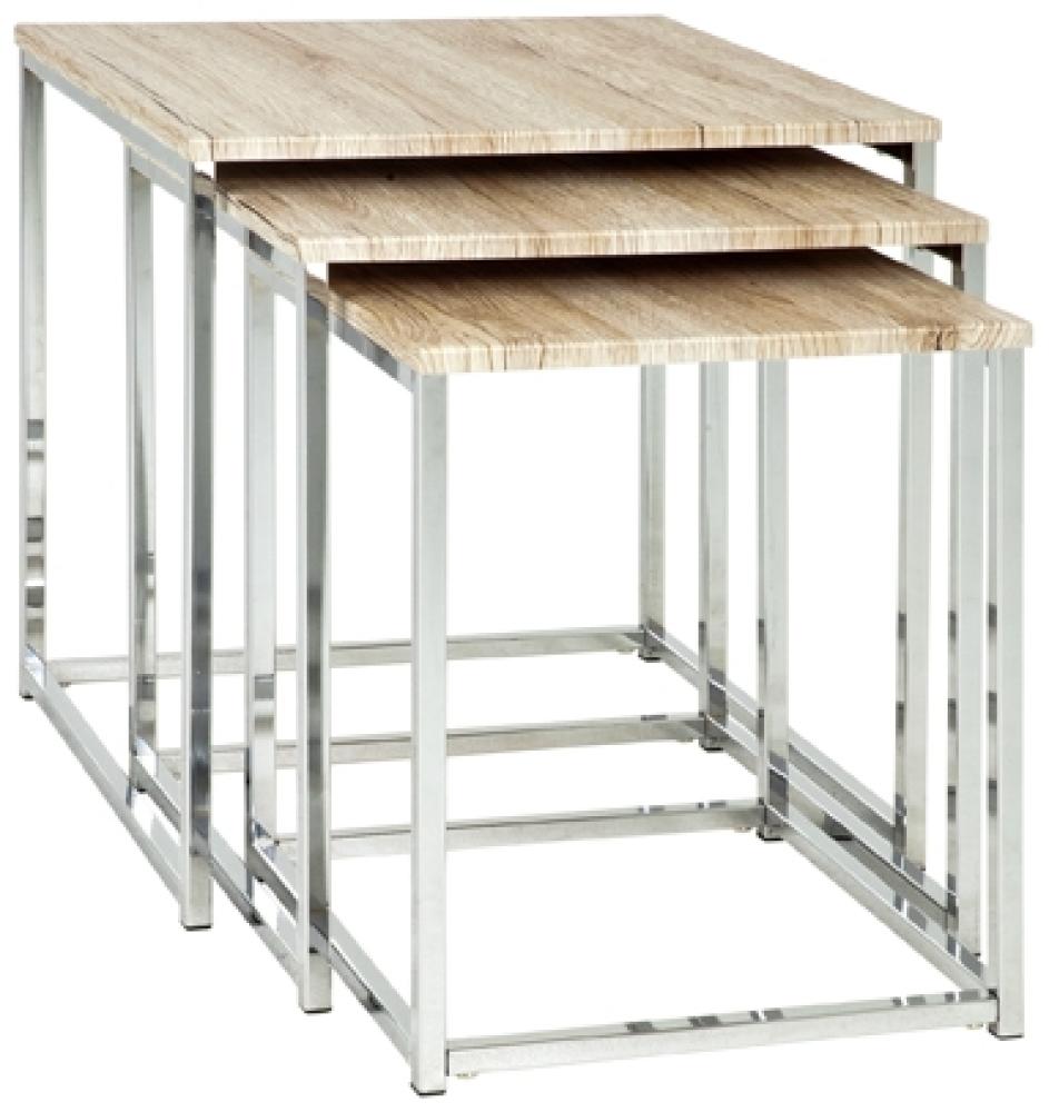Beistelltisch >Lobo< in chrom-eiche San Remo aus Stahl, MDF Bild 1