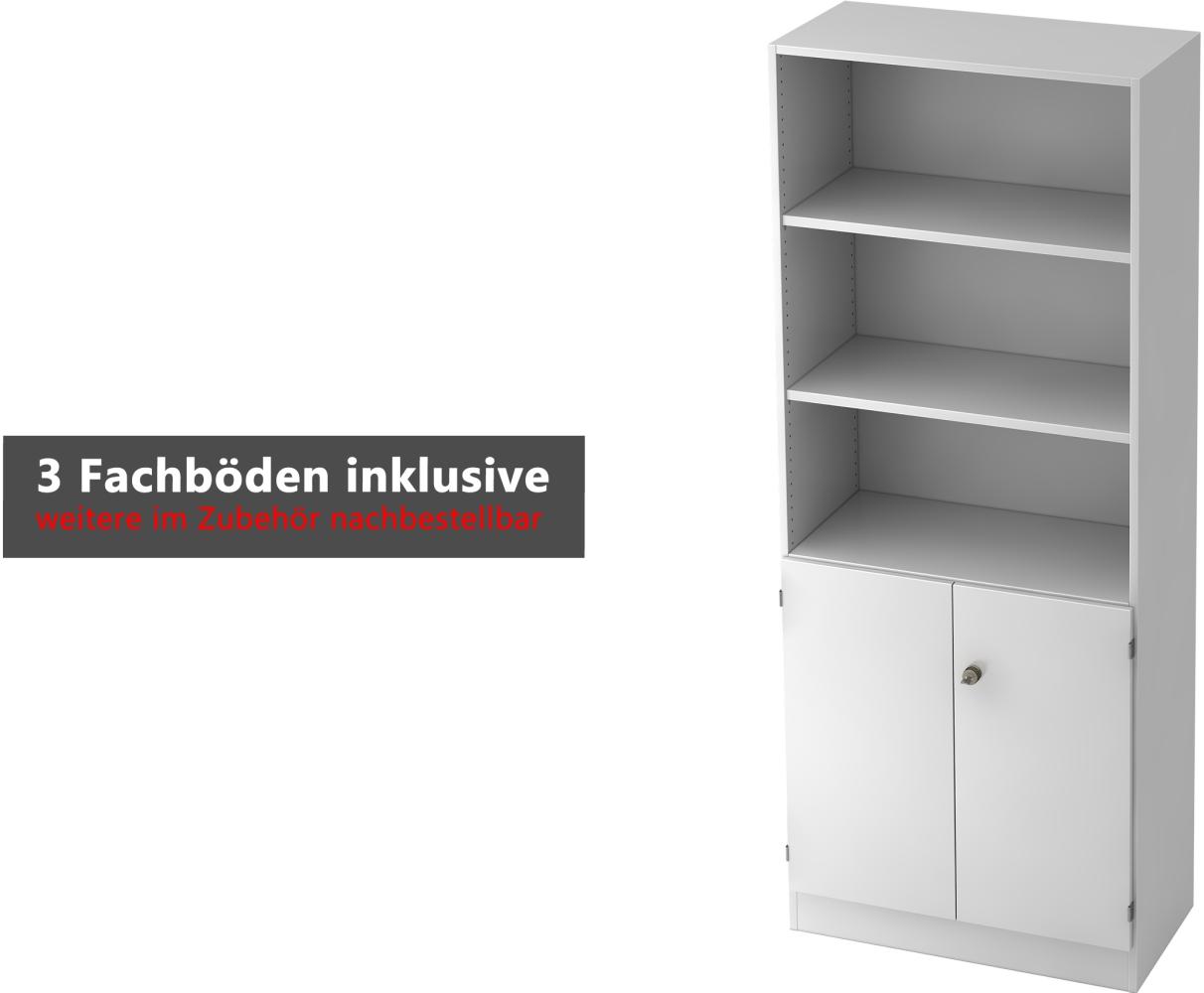 bümö office Regal-Aktenschrank abschließbar, Büroschrank groß aus FSC-Holz, 80cm breit in Buche - abschließbarer Schrank, Büroschrank abschließbar, Büro Möbel Schrank System, 6770-6-6-SG Bild 1