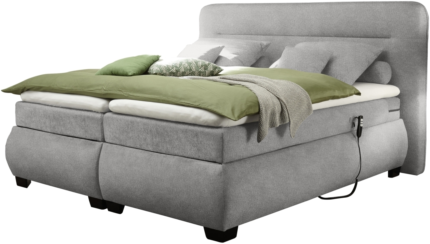 Boxspringbett >EVOLUTION< Liegefläche 180x200cm, Motorverstellung, schlamm - 210x122x220 (BxHxT) Bild 1