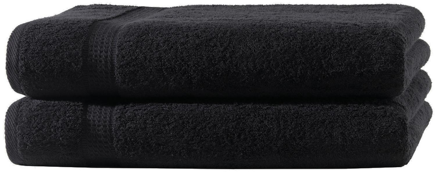 Müskaan - 2er Set Frottee Badetücher Elegance 100x150 cm 100% Baumwolle 500 g/m² Badetuch schwarz Bild 1