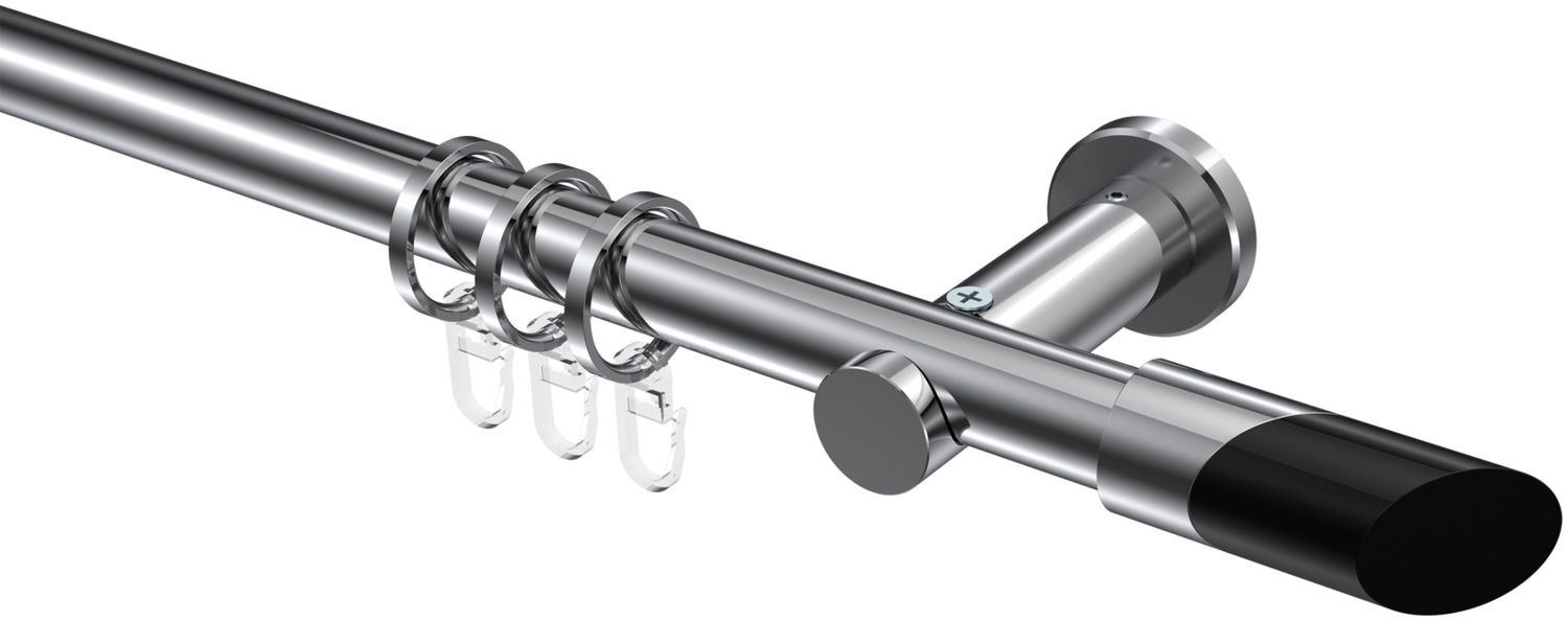 Gardinenstangen-Set Platon Verano 400 cm (geteilt in 2 x 200 cm), 1-läufig, 20 mm Ø Chrom Bild 1