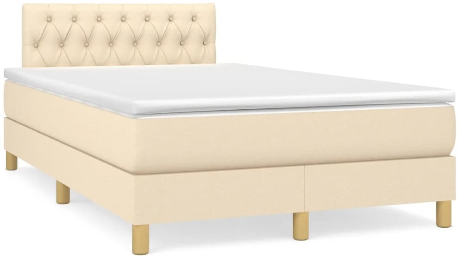 vidaXL Boxspringbett mit Matratze Creme 120x190 cm Stoff 3269798 Bild 1