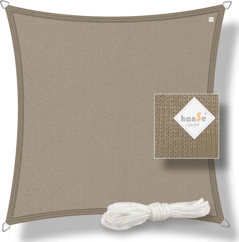 hanSe® Marken Sonnensegel HDPE Quadrat 2x2m Taupe UV-Schutz Sonnenschutz Schattenspender Bild 1