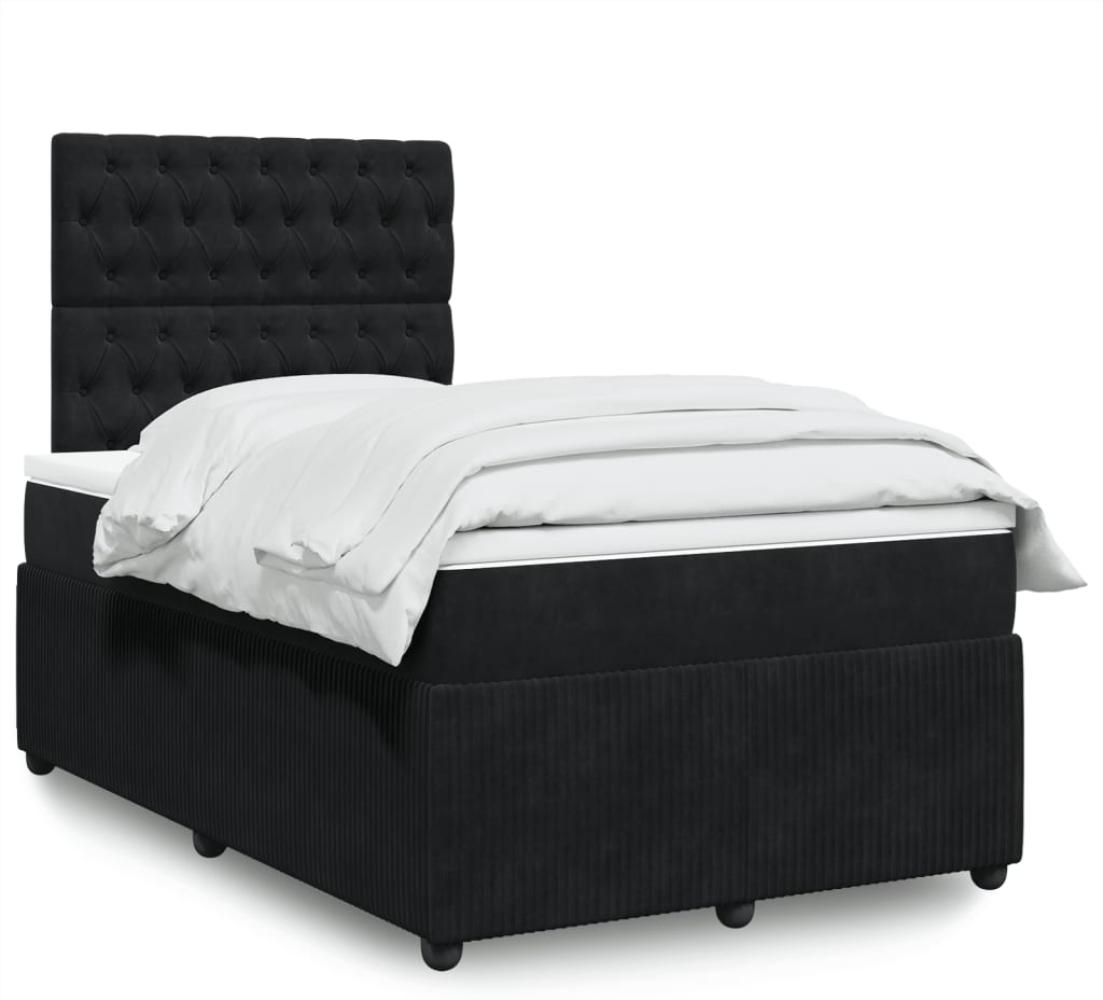 vidaXL Boxspringbett mit Matratze Schwarz 120x190 cm Samt 3292294 Bild 1