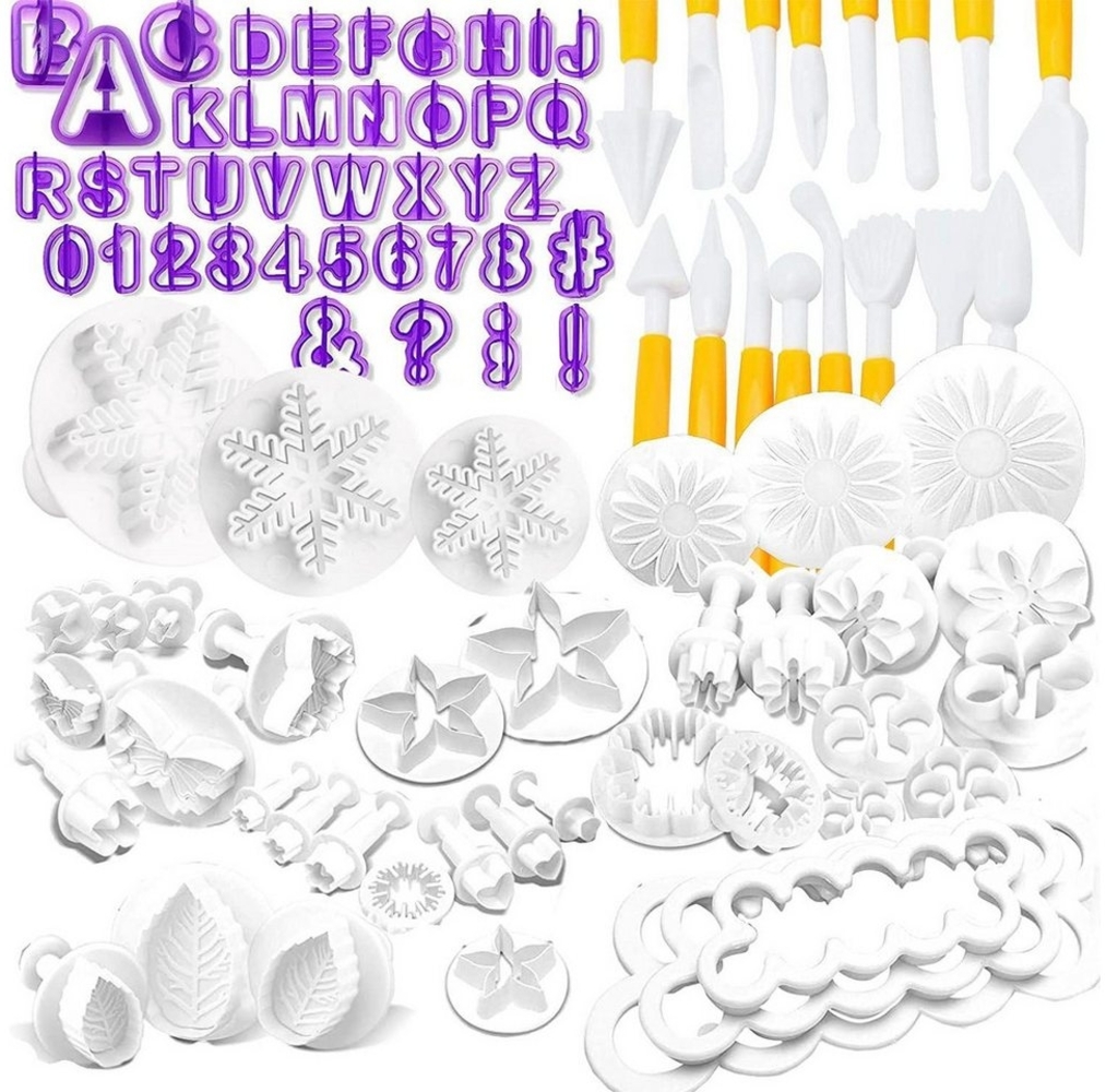 ibettertec Ausstechform 96er Set Keksausstecher Plätzchen Ausstecher Fondant Ausstecher, (Buchstaben & Zahlen,für Backen, Tortendeko Buchstaben), Spülmaschinenfest / präzises Ausstechen Bild 1