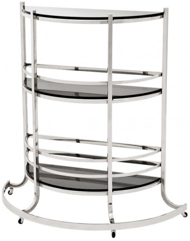 Casa Padrino Luxus Bar Trolley Servierwagen aus Edelstahl und Glas 95 x 42,5 x H. 100 cm - Luxus Hotel & Restaurant Einrichtung Möbel Bild 1