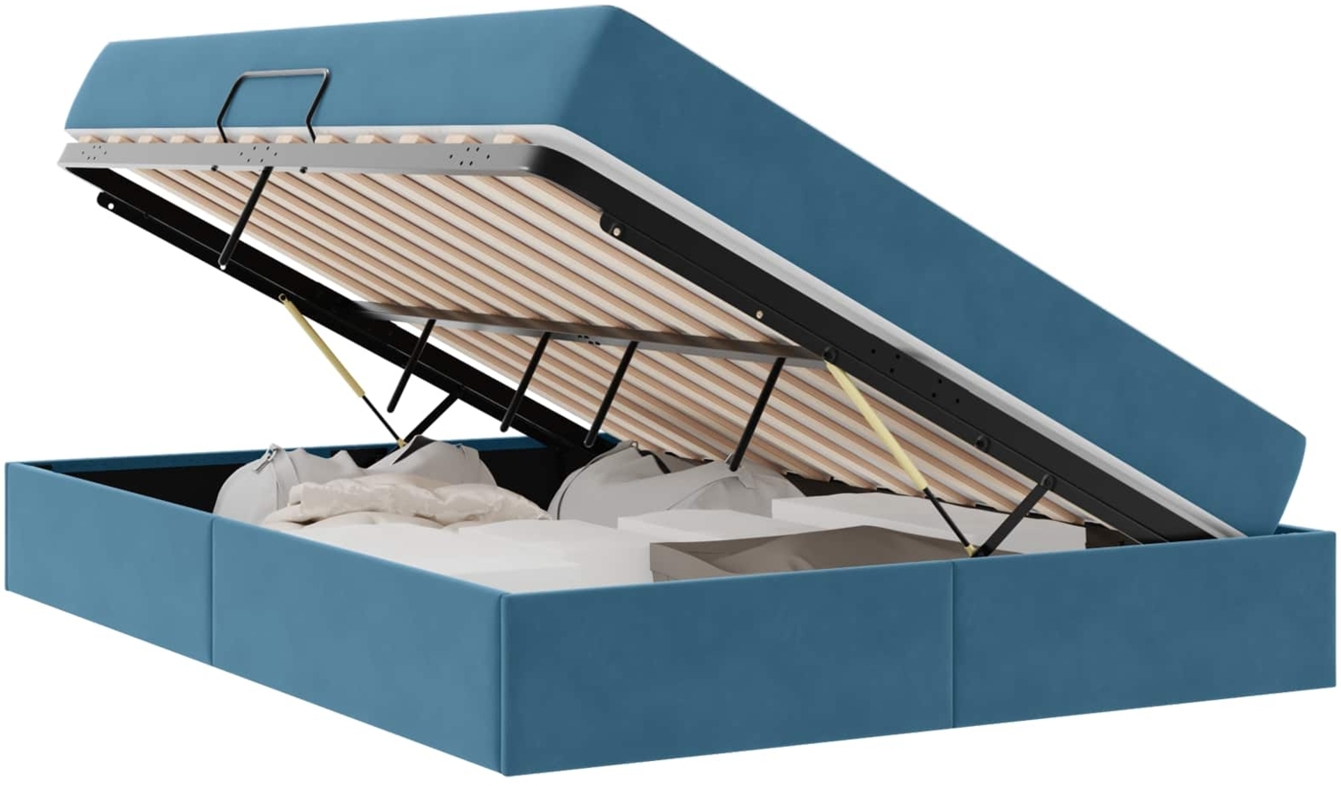 vidaXL Aufbewahrungsbett mit Matratze Dunkelblau 140x200 cm Samt 3399728 Bild 1