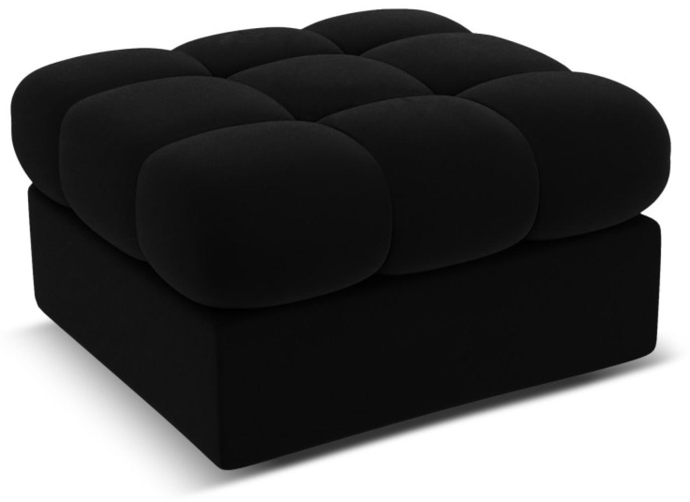 Micadoni Samtstoff Pouf Hocker Justin | Bezug Black | Beinfarbe Black Plastic Bild 1