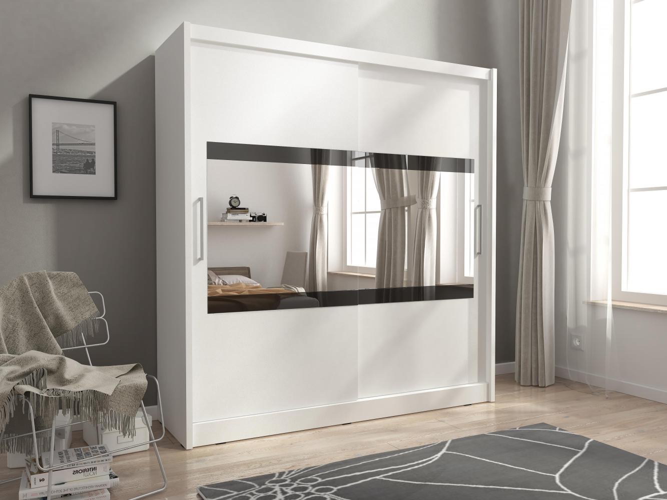 Domando Kleiderschrank San Benedetto M4 200 Modern Breite 200cm, Schwebetüren, praktische Facheinteilung in Weiß Matt Bild 1