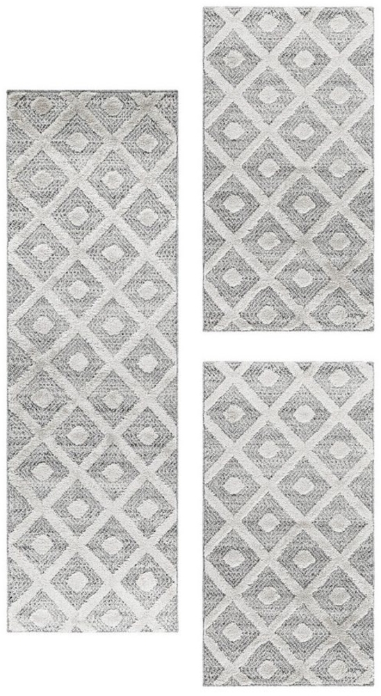 Carpettex Hochflor-Bettumrandung Geometrisch Design, Höhe 20 mm, (Bett-Set, 3-tlg, Bettvorlage), Schlafzimmer Teppich Bettumrandung Läufer Set 3 teilig Bild 1