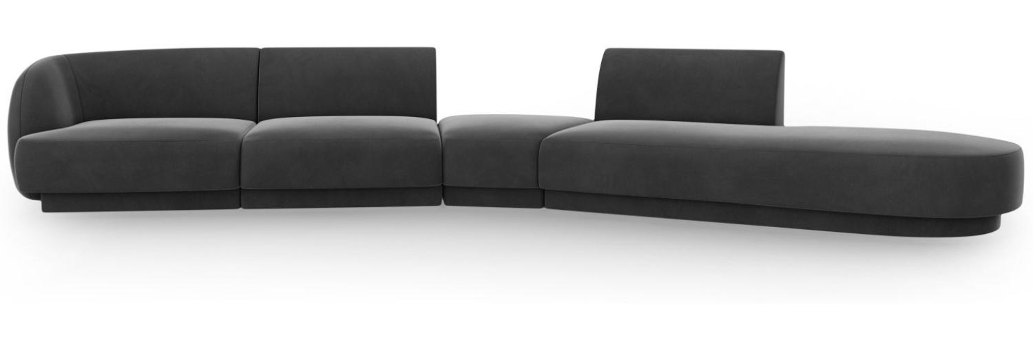 Micadoni Modulares Sofa Miley 5-Sitzer Rechts Samtstoff Grau Bild 1