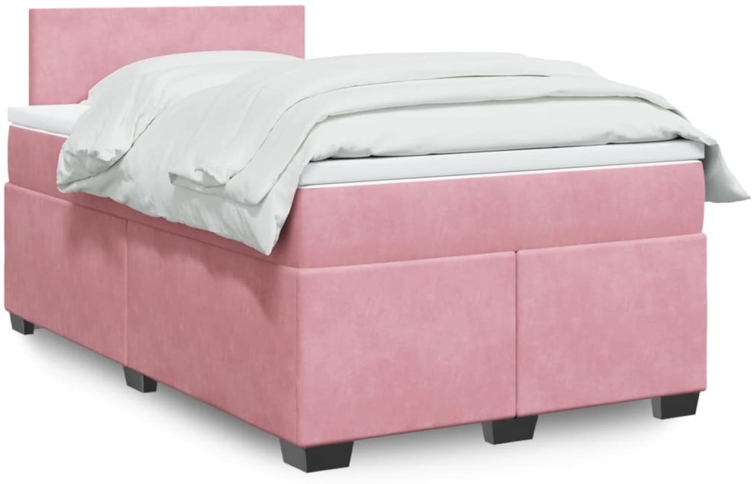 vidaXL Boxspringbett mit Matratze Rosa 120x200 cm Samt 3286281 Bild 1