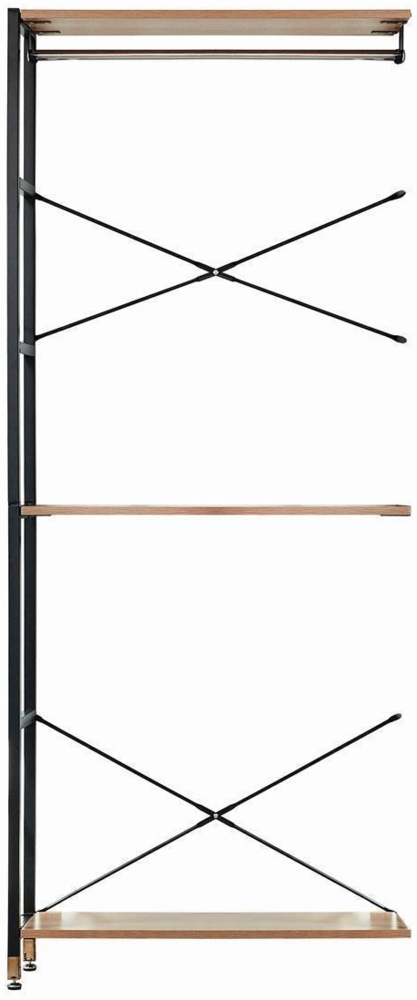 Regalerweiterung breit MDF Akazie-Dekor Stahl Schwarz 3 Regalböden Bild 1
