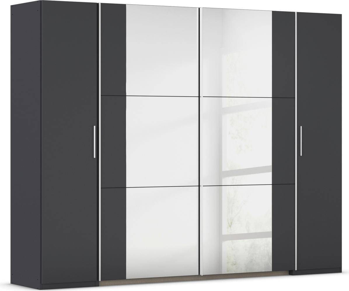 rauch Kleiderschrank, Dreh- und Schwebetürenschrank KRONACH, 4-türig, 2 Spiegeltüren teilaufgelegt, Grau metallic, 268x210x59cm Bild 1