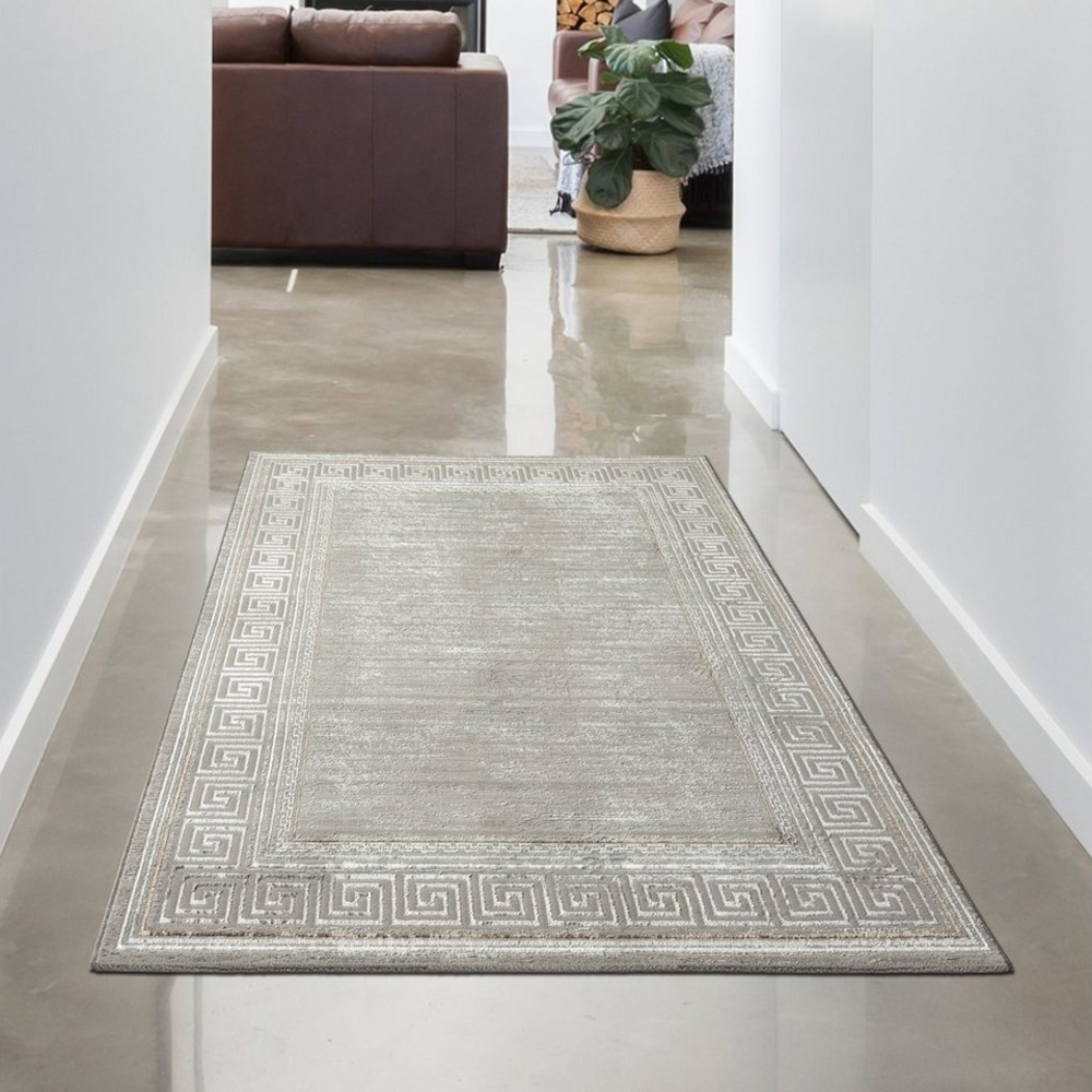 Carpetia Teppich Schlichter Orientteppich mit Verzierungen in grau gold, rechteckig, Höhe: 8 mm Bild 1