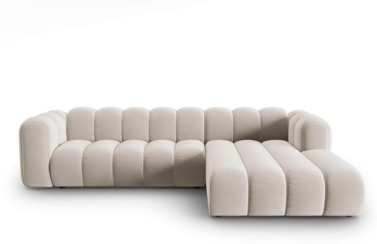 Micadoni Modulares Ecksofa Lupine 4-Sitzer Rechts Samtstoff Beige Bild 1