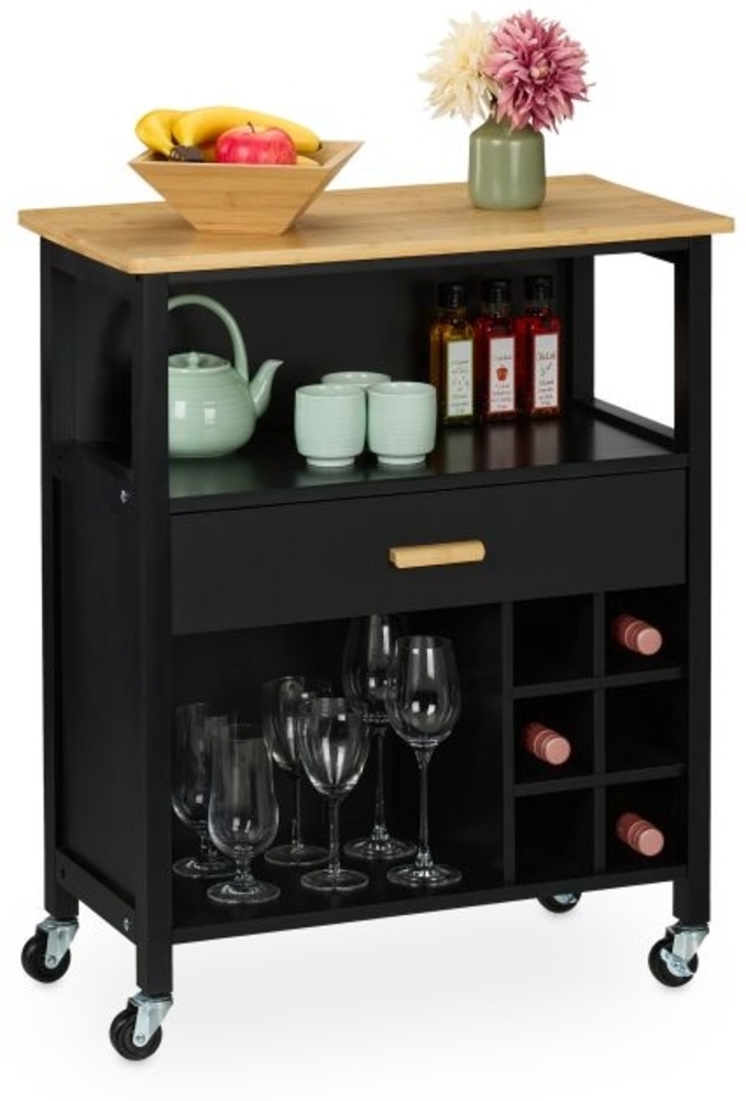 Küchenwagen mit Weinregal & Schublade 10050591_46 Bild 1