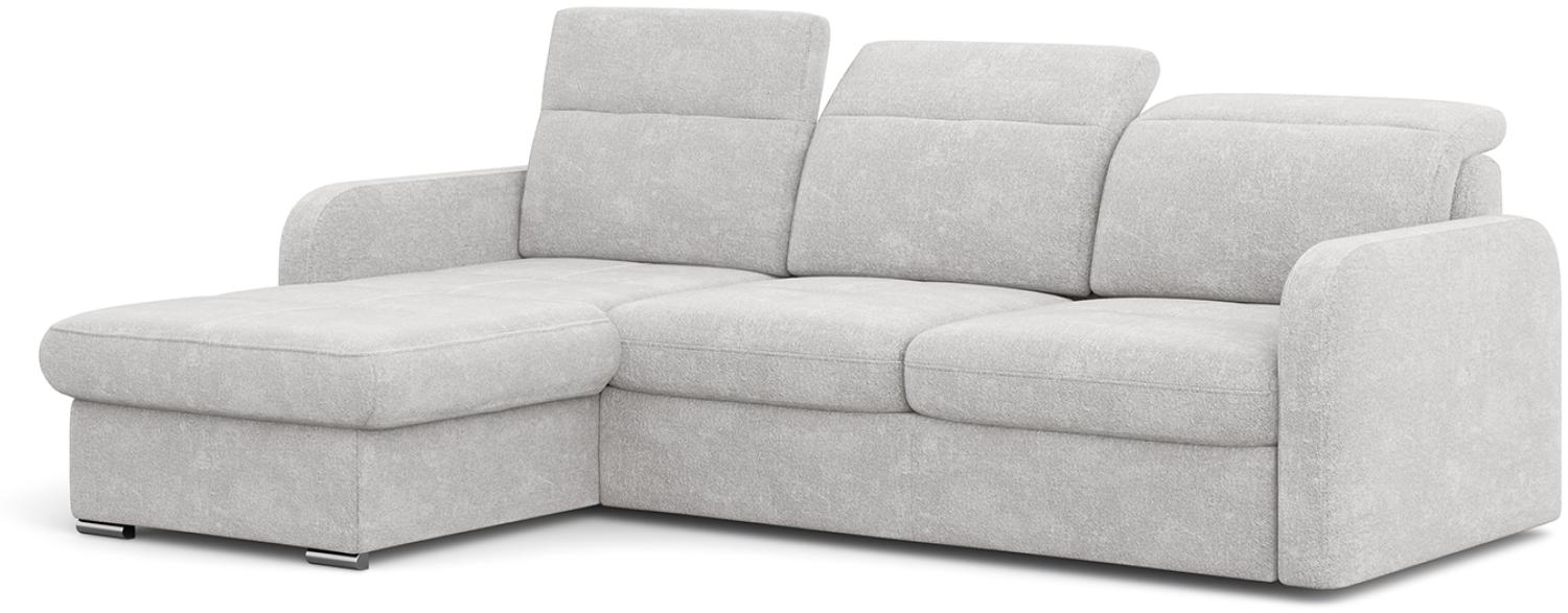 MEBLINI Schlafcouch mit Bettkasten - Ecksofa mit Schlaffunktion - Sofa mit Relaxfunktion und Kopfstützen - Couch L-Form - Eckcouch - Wohnlandschaft - EMERALD - 215x167x84cm - Hellgrau Webstoff Bild 1