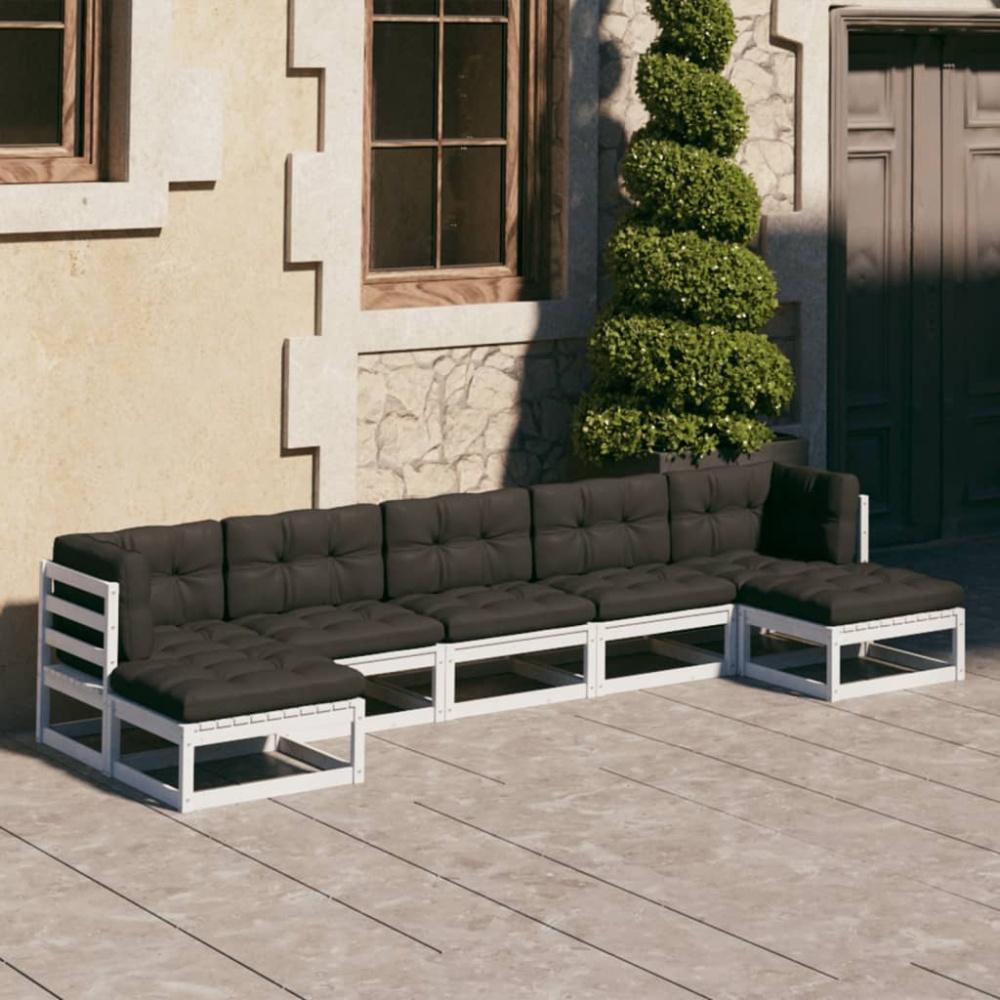 vidaXL 7-tlg. Garten-Lounge-Set mit Kissen Weiß Massivholz Kiefer 3077125 Bild 1