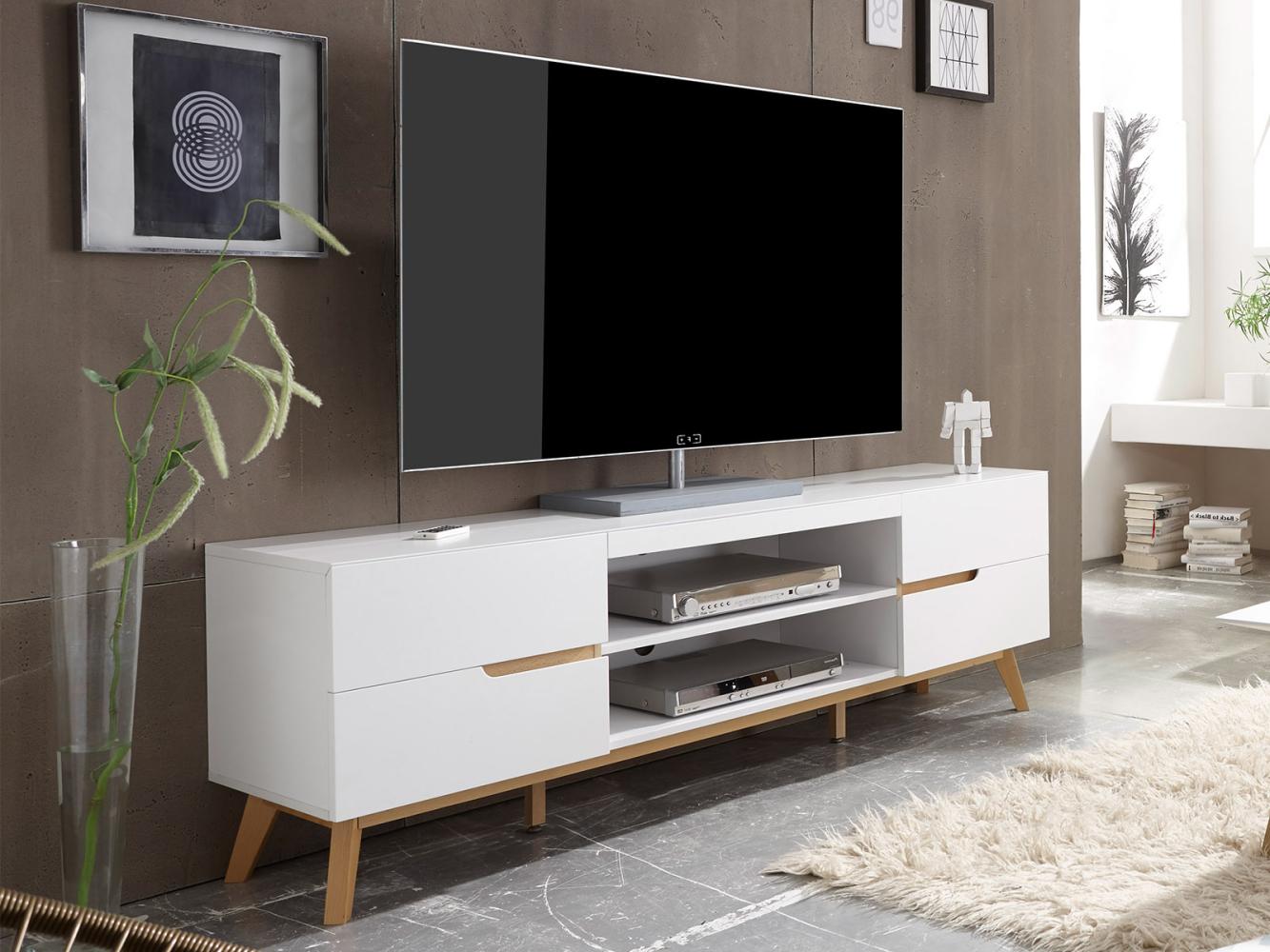 TV-Board >Griffith< in Weiß/Matt aus MDF - 169x56x40cm (BxHxT) Bild 1